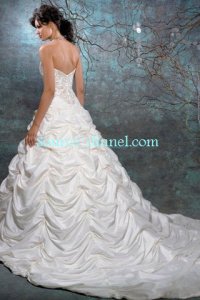 a-line sweetheart chapel train pick-up embroider bodice wedding